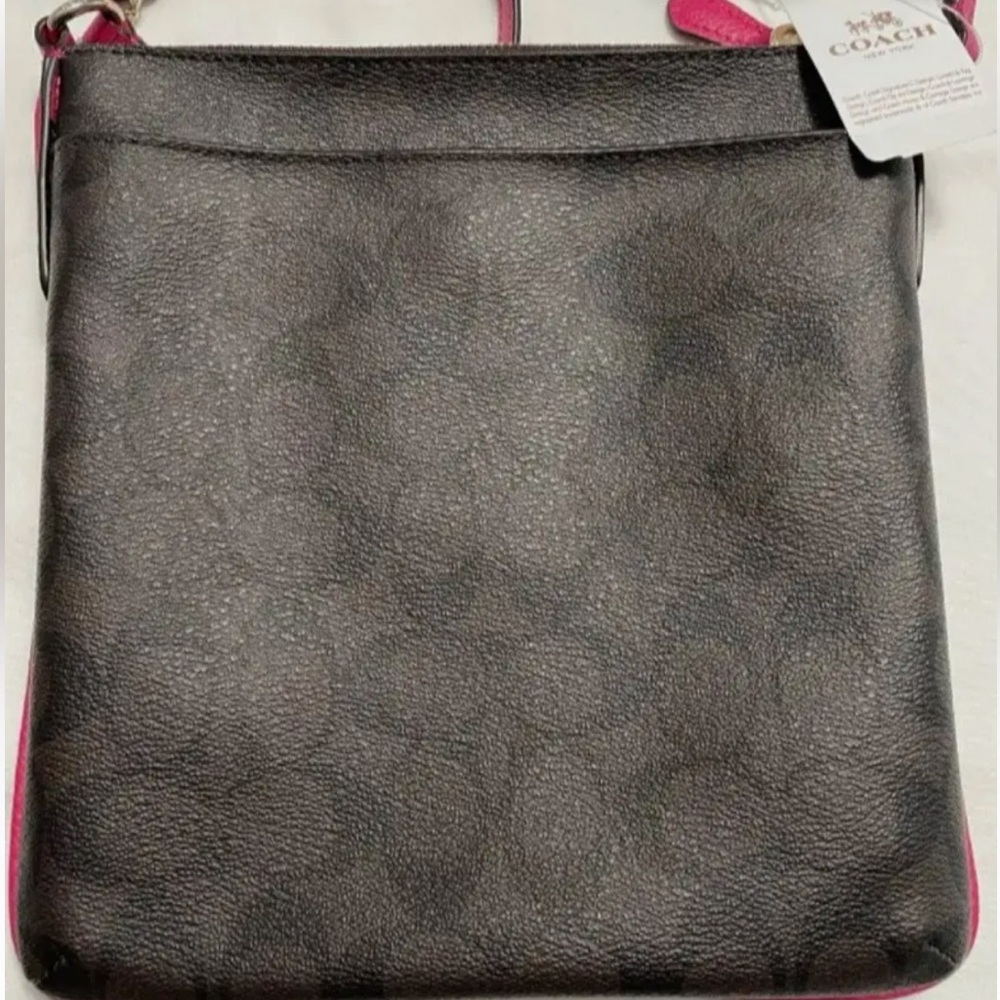 Coach North/South Crossbody Bag - Brown with Raspberry Accents - Picture 4 of 7
